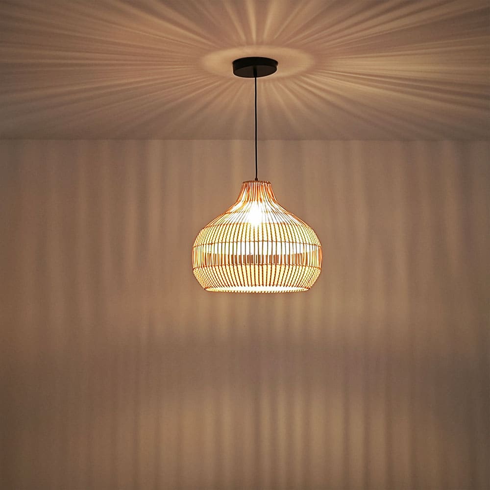 Modern Wicker Pendant Light  Woven Boho Earthy Hanging Ceiling Fixture