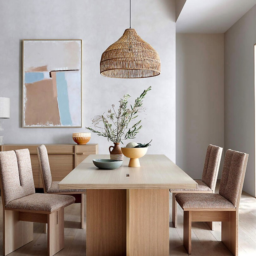 Farmhouse Rattan Pendant Lighting Fixture For Bedroom