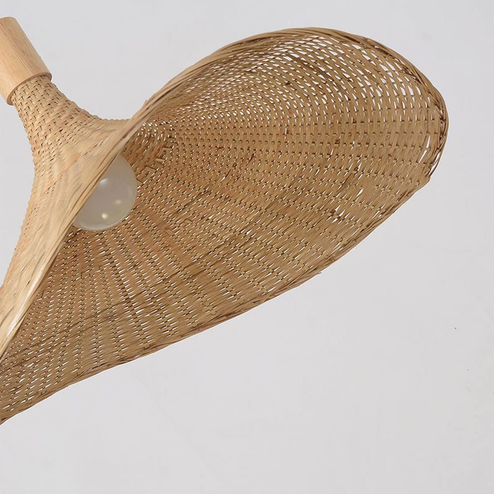 Farmhouse Bamboo Pendant Light Wicker Straw Hat Basket Weave Light Fixture