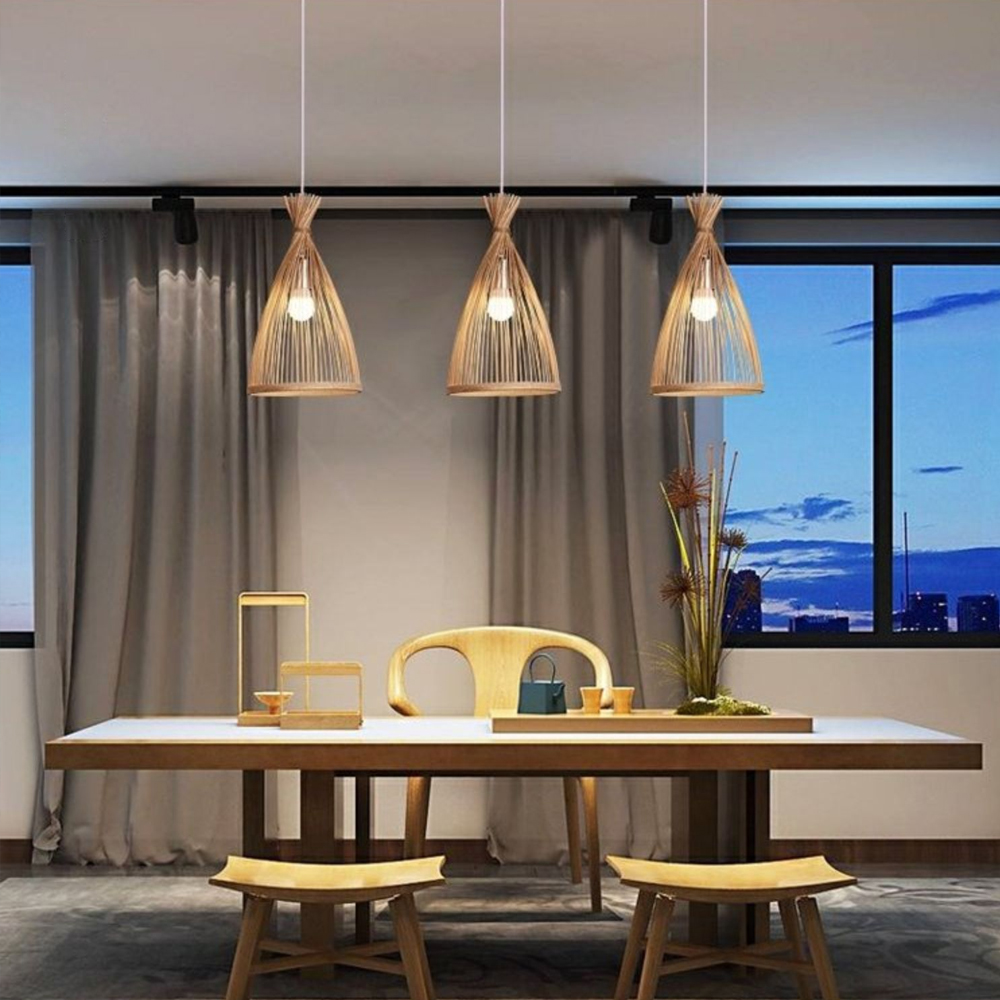 Japanese Bedroom Bamboo Chandelier 3-light Balcony Chandelier