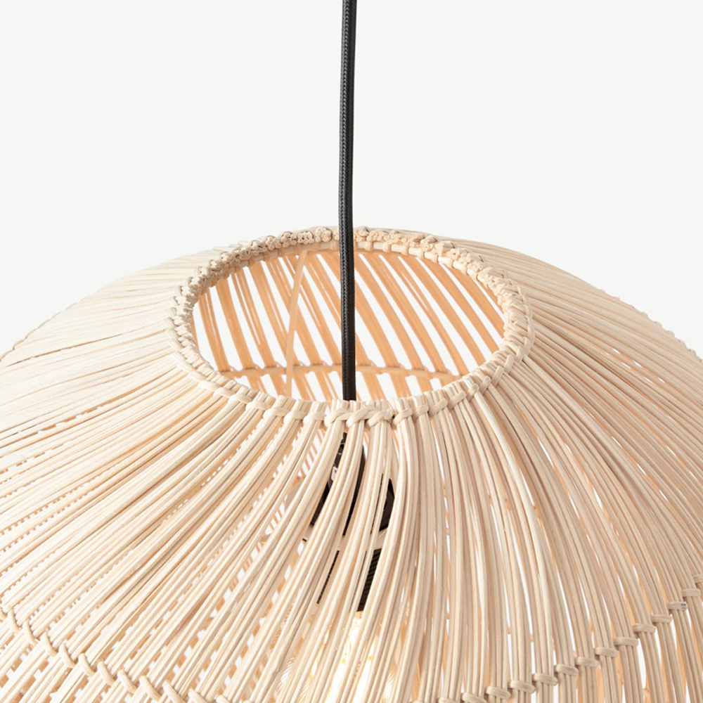 Round Natural Handmade Rattan Chandelier for Living Room