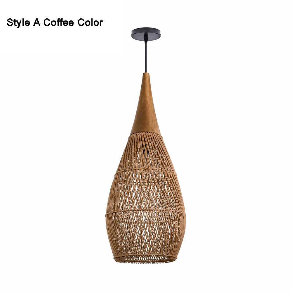 Rattan Pendant Light Wabi Sabi Style Retro Dining Room Chandelier