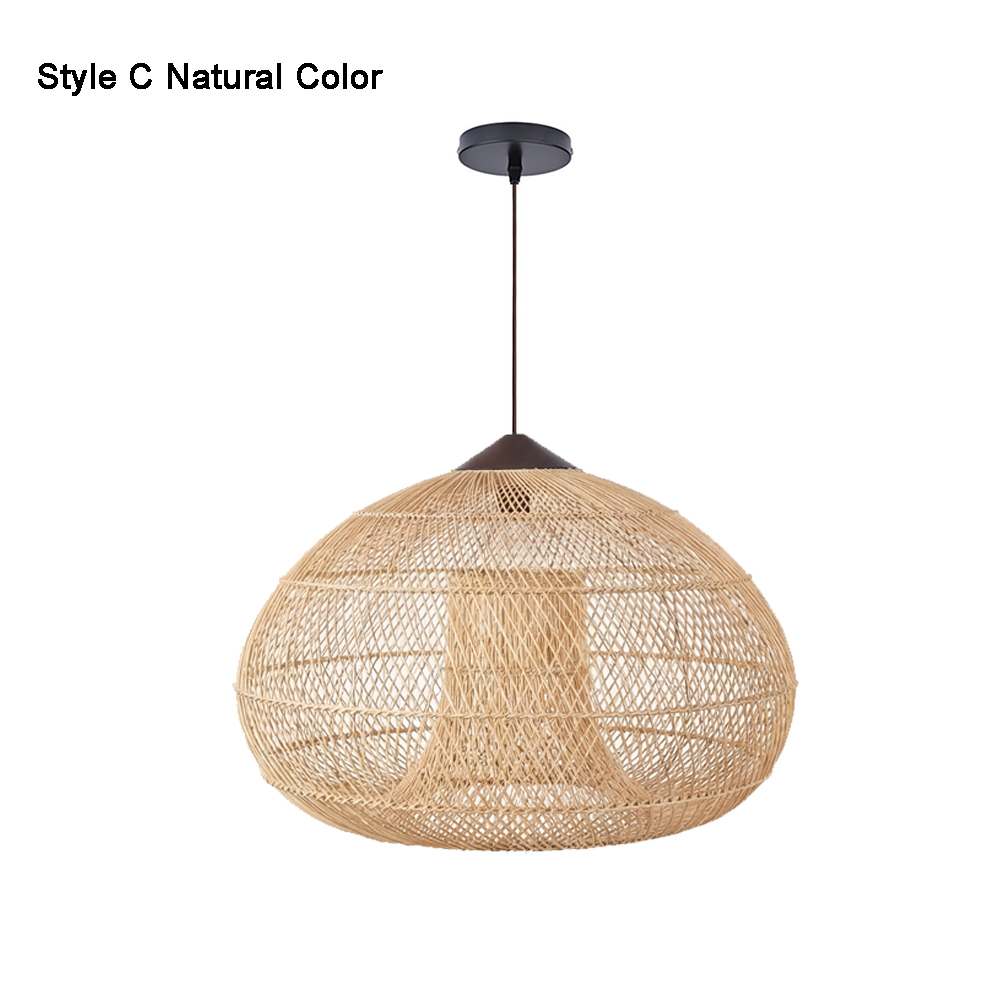 Rattan Pendant Light Wabi Sabi Style Retro Dining Room Chandelier