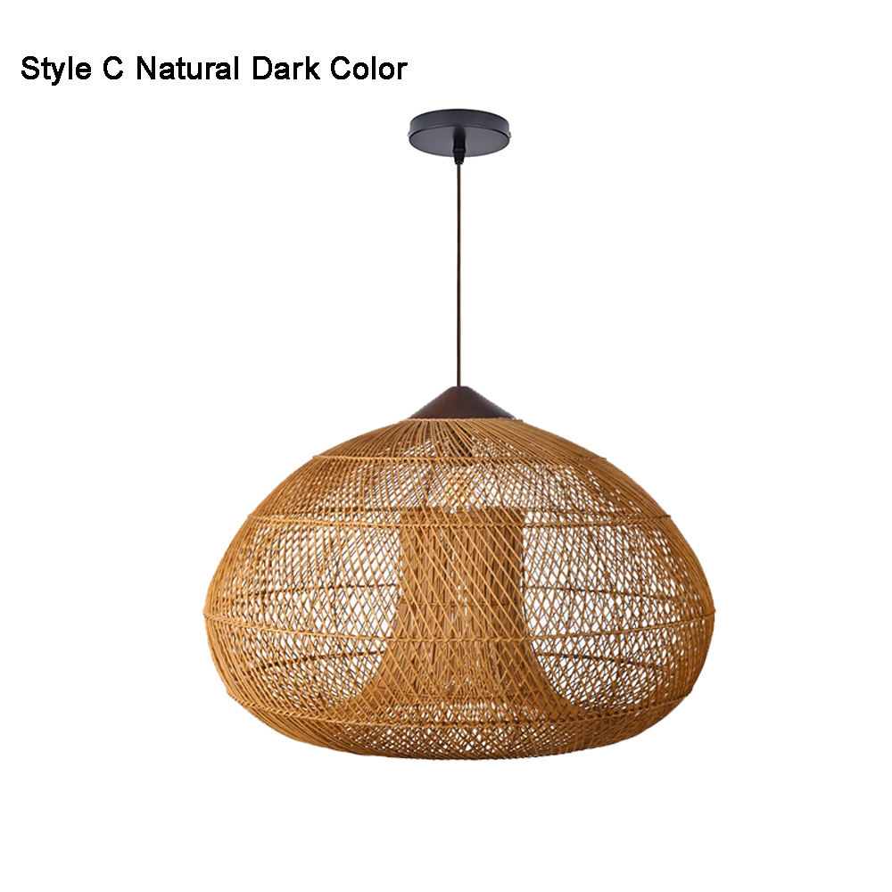 Rattan Pendant Light Wabi Sabi Style Retro Dining Room Chandelier