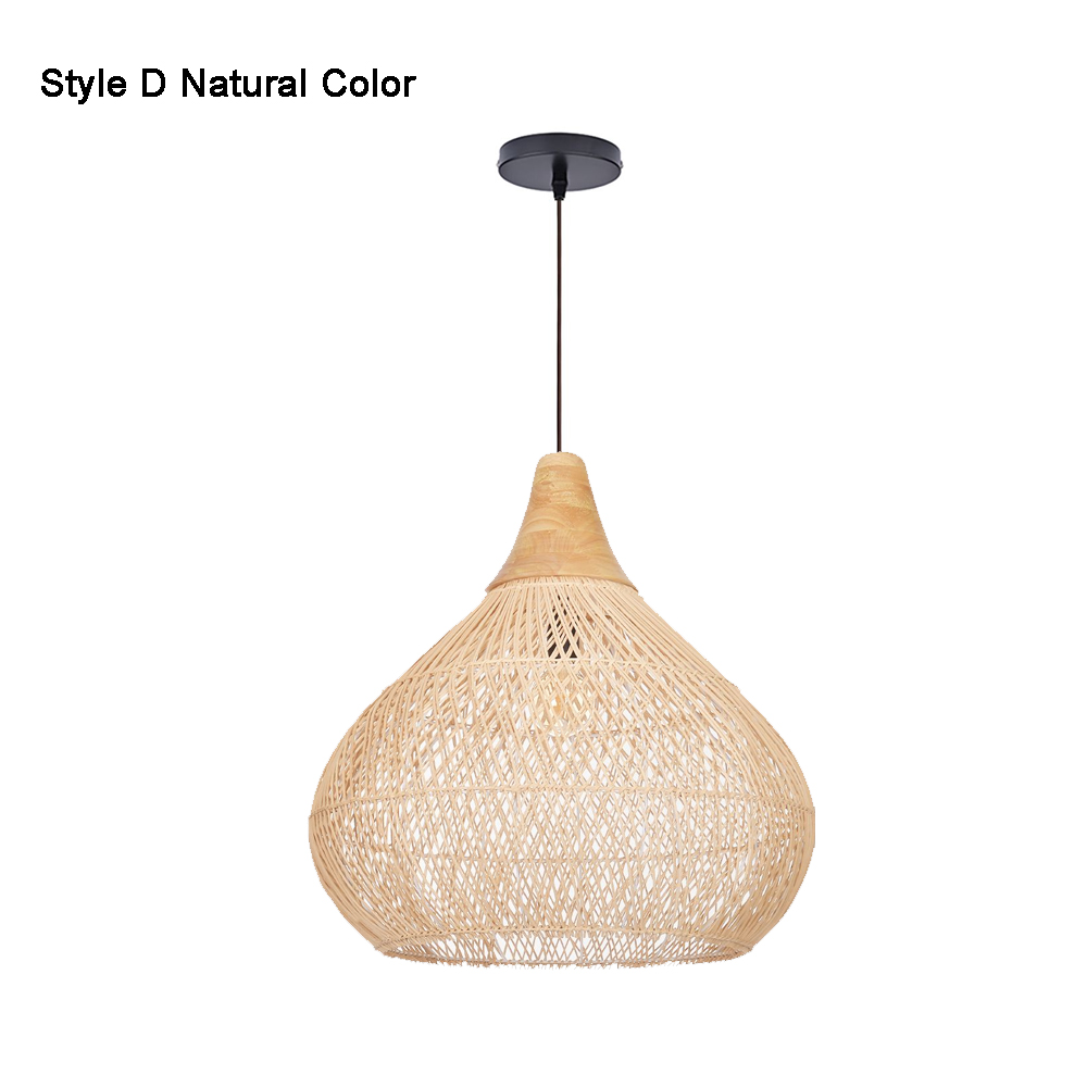 Rattan Pendant Light Wabi Sabi Style Retro Dining Room Chandelier