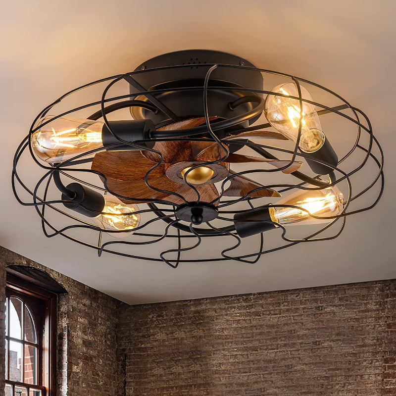 Farmhouse Caged Ceiling Fan with Light Kit