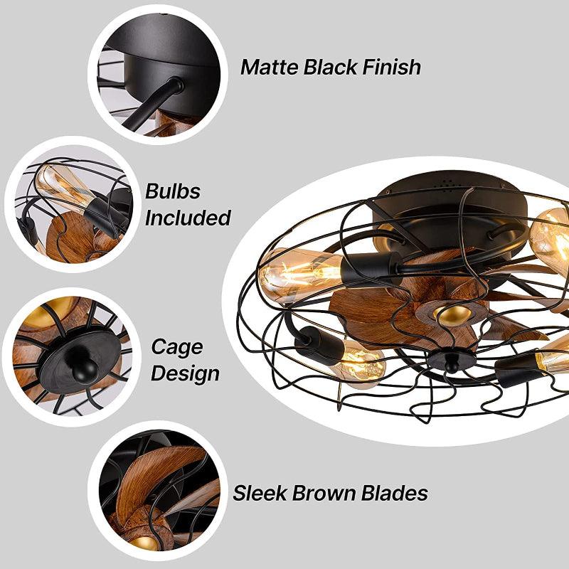 Farmhouse Caged Ceiling Fan with Light Kit