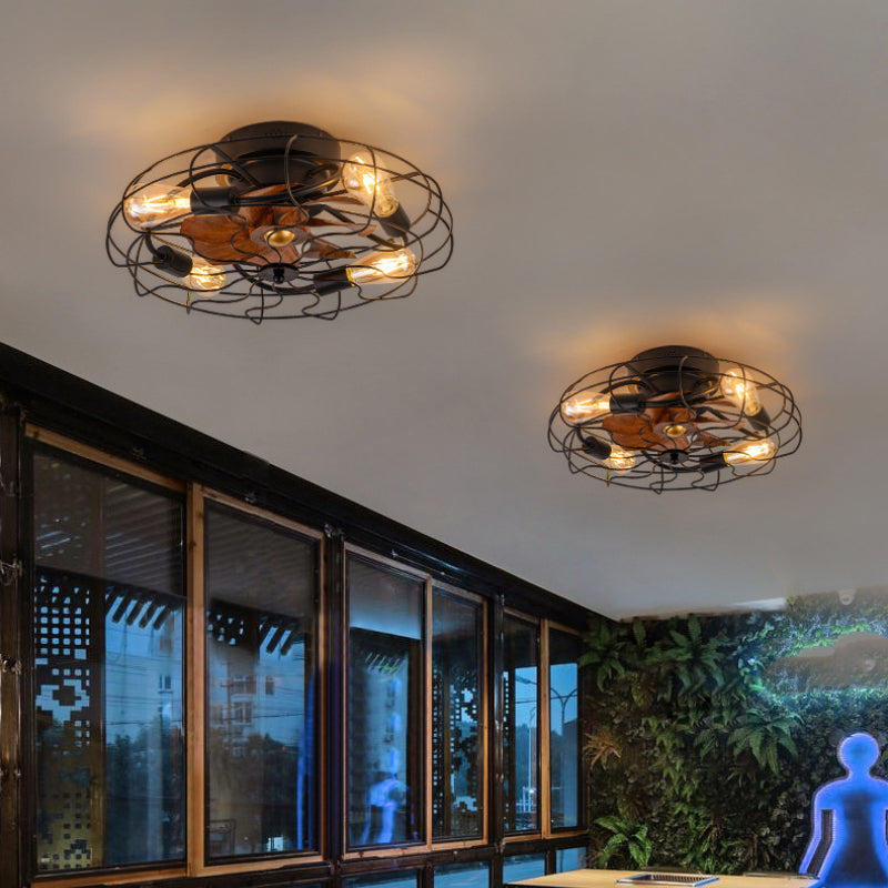 Farmhouse Caged Ceiling Fan with Light Kit