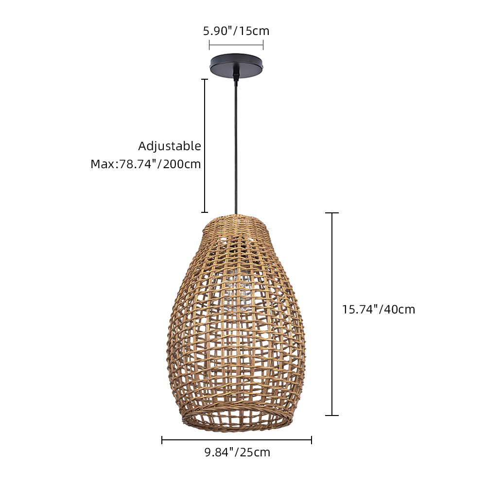 Handwoven Vine Lighting Fixture 3-Light Modern Rattan Kitchen Island Pendant Light 