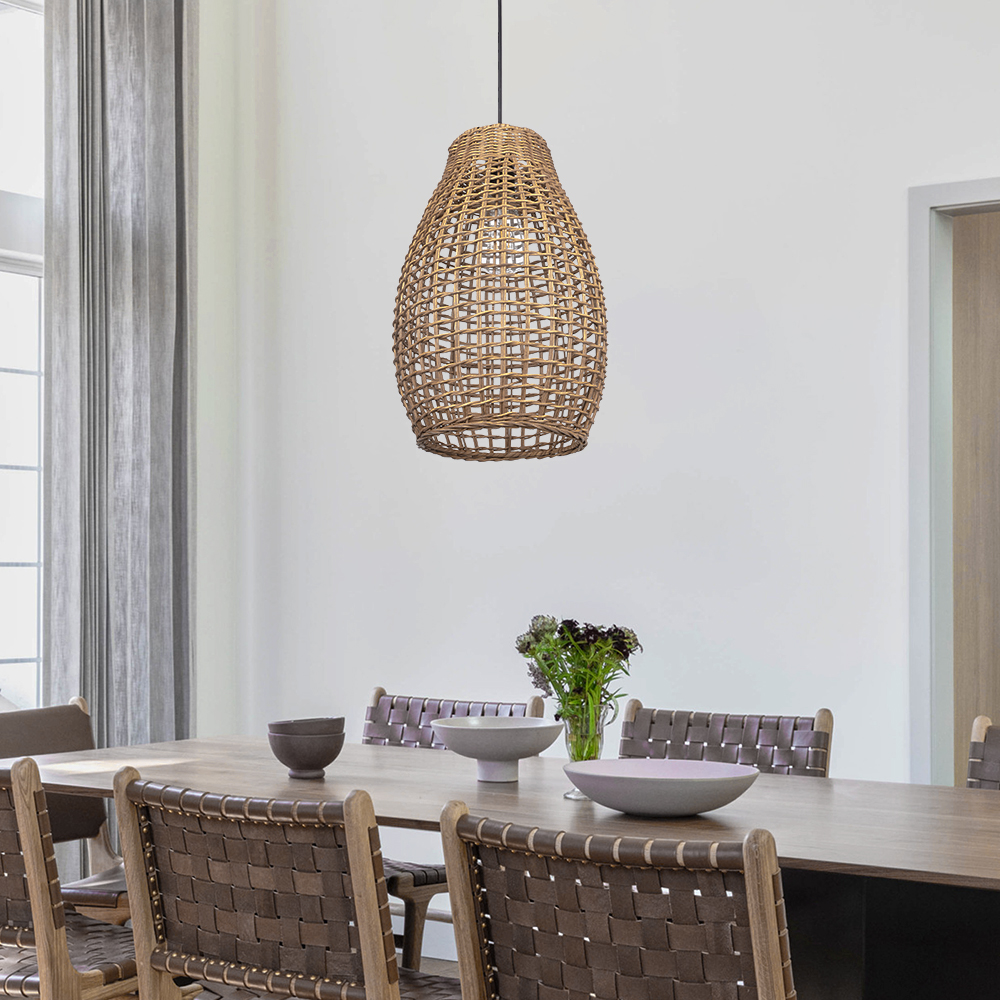 Handwoven Vine Lighting Fixture 3-Light Modern Rattan Kitchen Island Pendant Light 