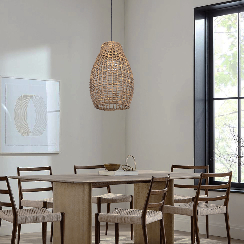 Handwoven Vine Lighting Fixture 3-Light Modern Rattan Kitchen Island Pendant Light 