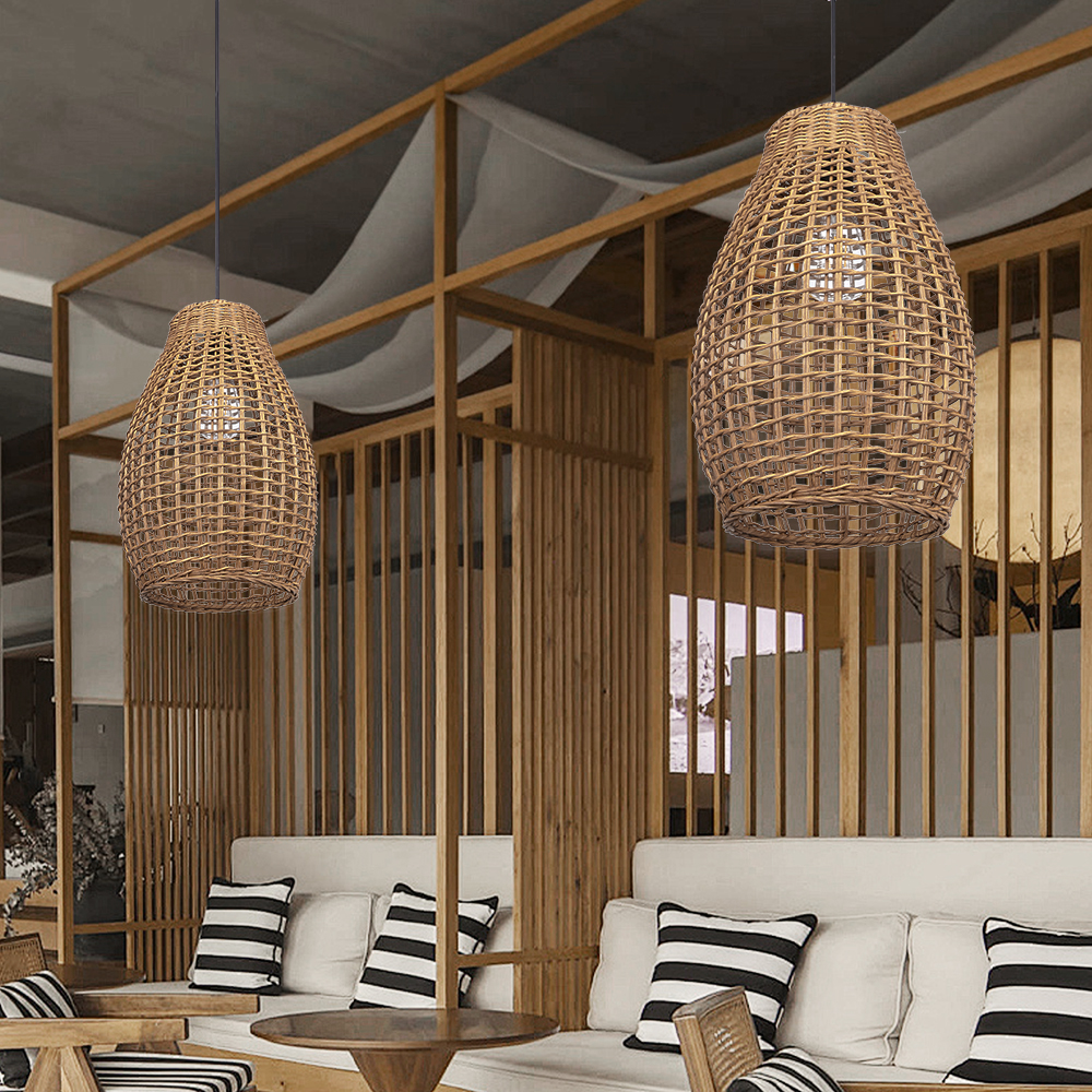 Handwoven Vine Lighting Fixture 3-Light Modern Rattan Kitchen Island Pendant Light 