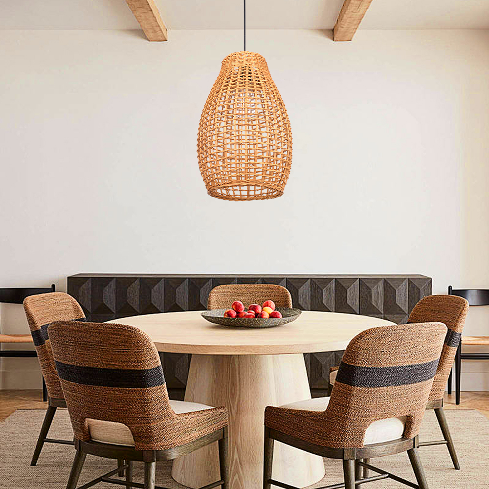 Handwoven Vine Lighting Fixture 3-Light Modern Rattan Kitchen Island Pendant Light 