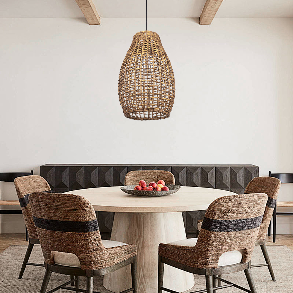 Handwoven Vine Lighting Fixture 3-Light Modern Rattan Kitchen Island Pendant Light 