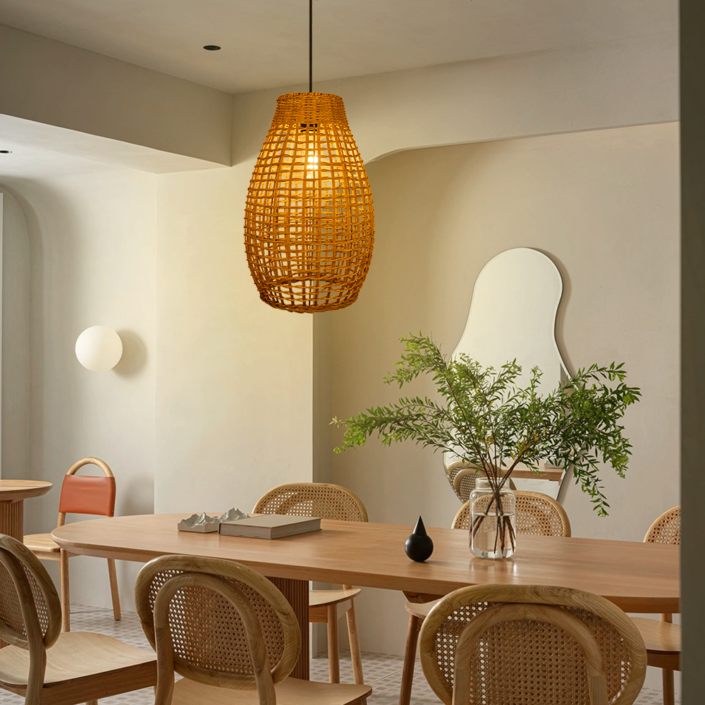 Handwoven Vine Lighting Fixture 3-Light Modern Rattan Kitchen Island Pendant Light 