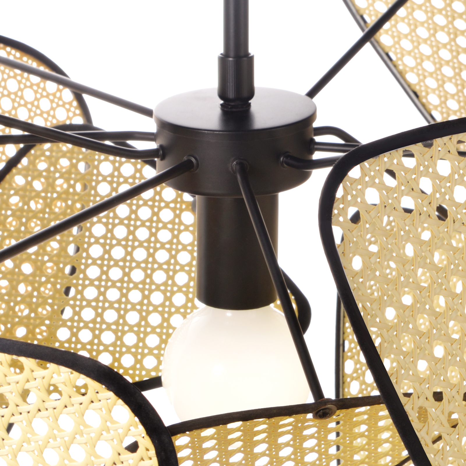 Hollow Fan Blades Combination Rattan Pendant Light Shade For Bedroom Kitchen Island