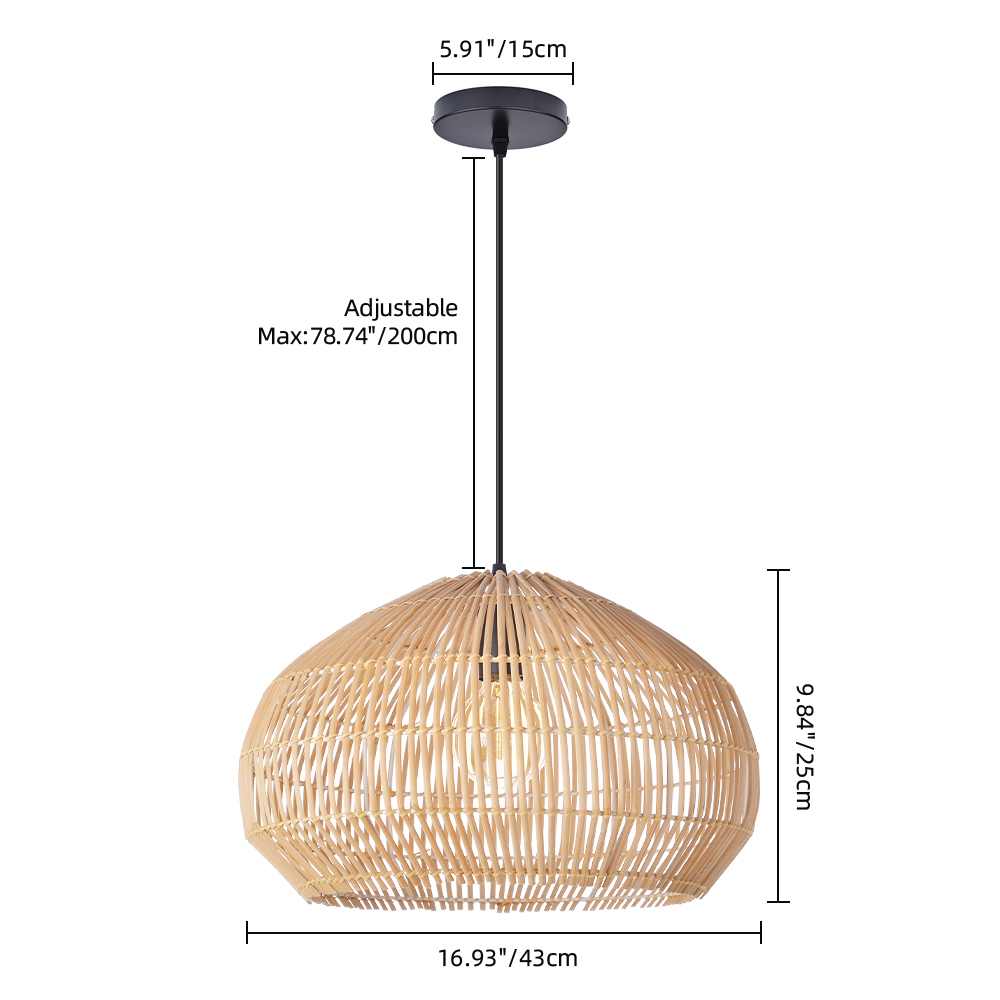 Minimalist Rattan Hanging Light Fixture Handcrafted Modern Dining Room Kitchen Island Decor Lamp