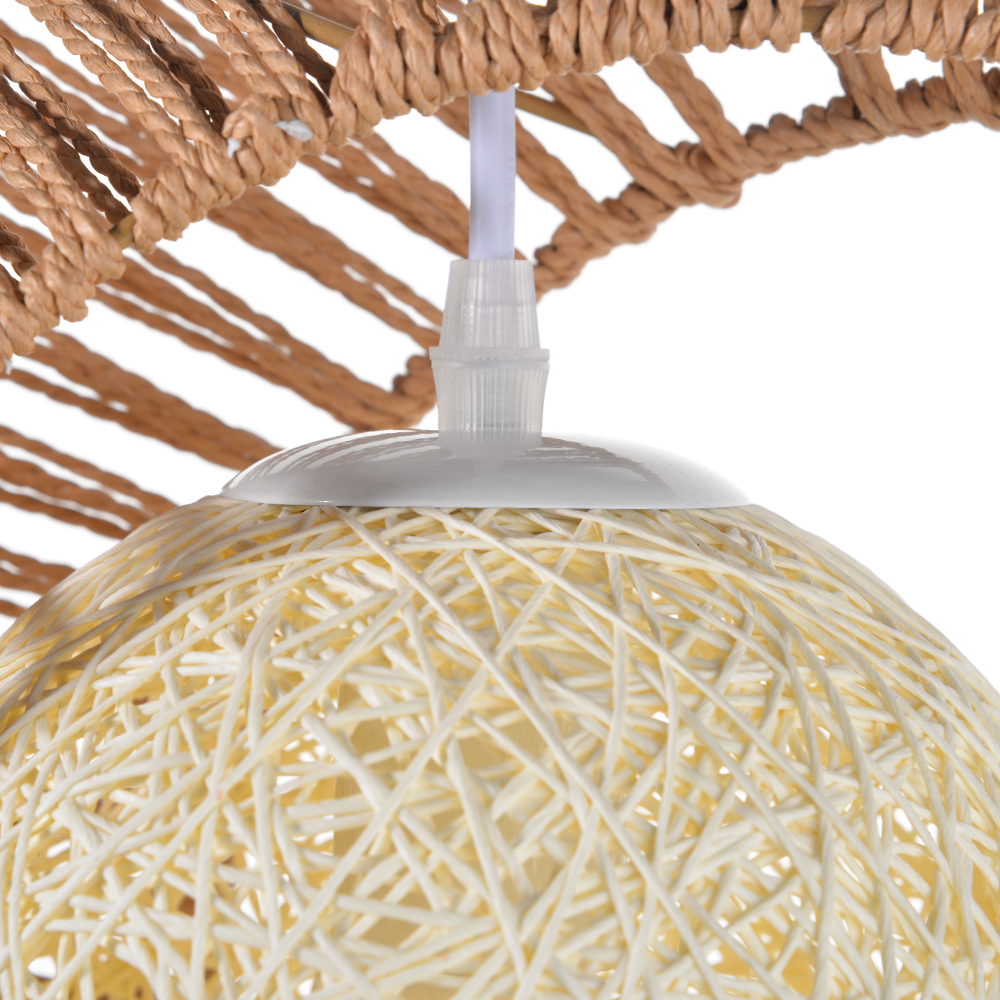 Nursery Crescent Moon Paper Rope Pendant Light Woven Globe Hanging Lamp for Kids Room