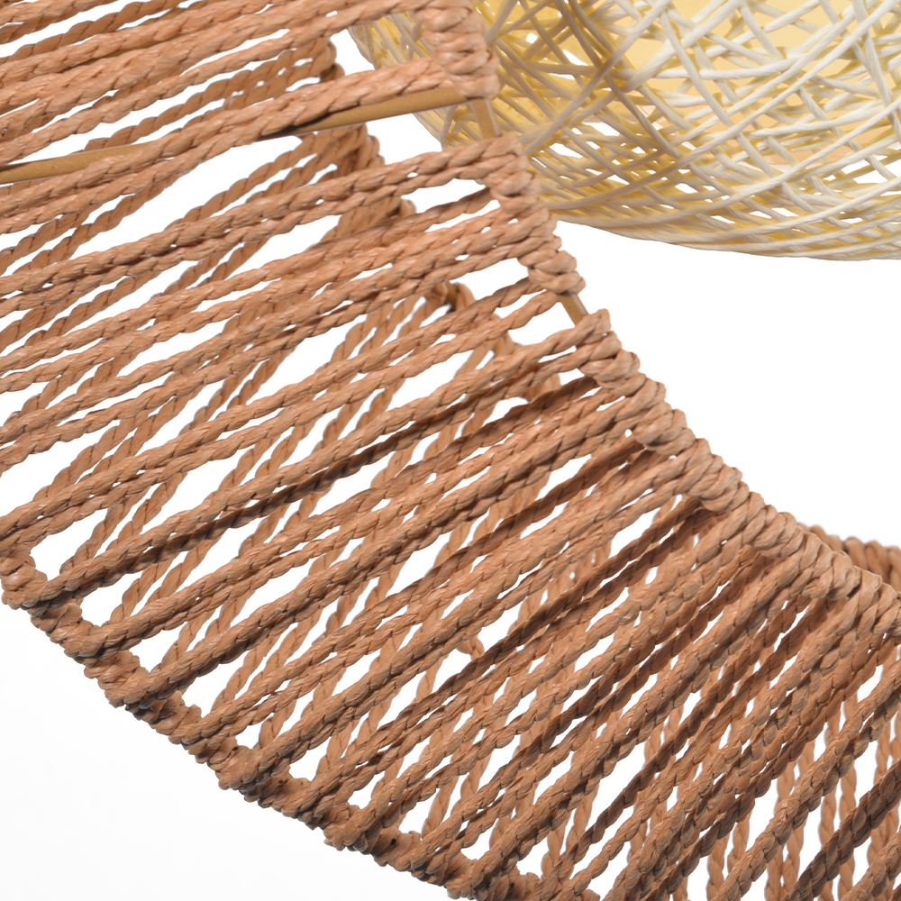 Nursery Crescent Moon Paper Rope Pendant Light Woven Globe Hanging Lamp for Kids Room