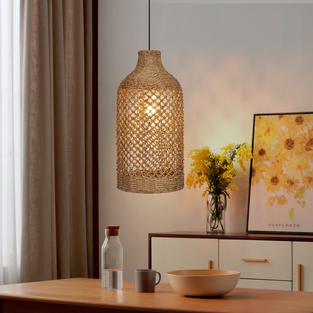 Pendant Light Black Woven Indoor Lamp Shades for Dining Room