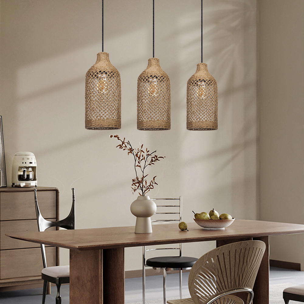 Pendant Light Black Woven Indoor Lamp Shades for Dining Room