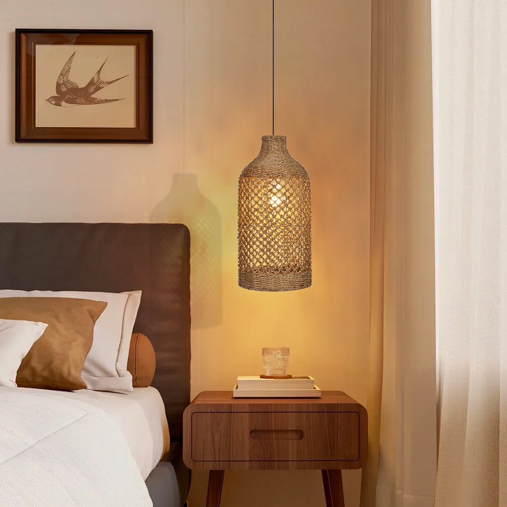 Pendant Light Black Woven Indoor Lamp Shades for Dining Room
