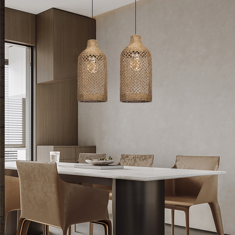 Pendant Light Black Woven Indoor Lamp Shades for Dining Room