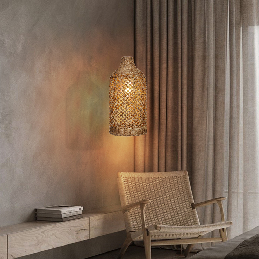 Pendant Light Black Woven Indoor Lamp Shades for Dining Room
