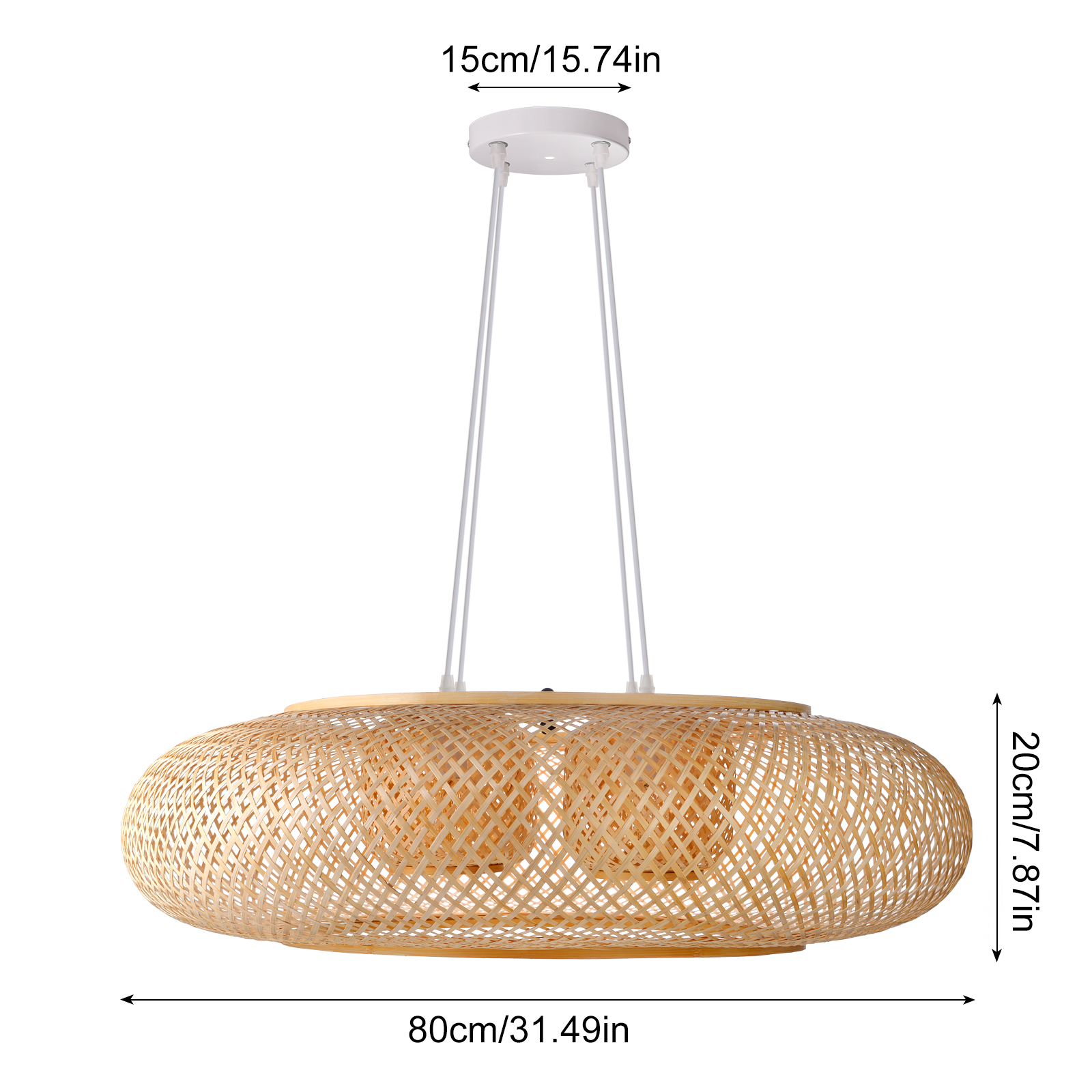 4-Bulb Woven Bamboo Pendant Lamp for Living Room