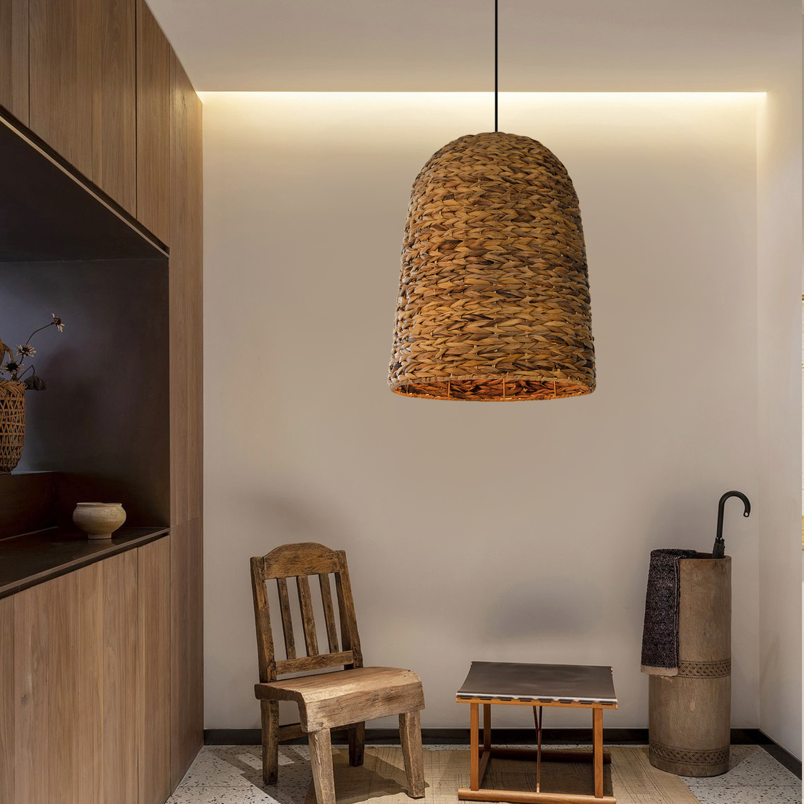 Japanese Wabi Sabi B&B Restaurant Chandelier Hand-woven Rattan Pendant Lampshade