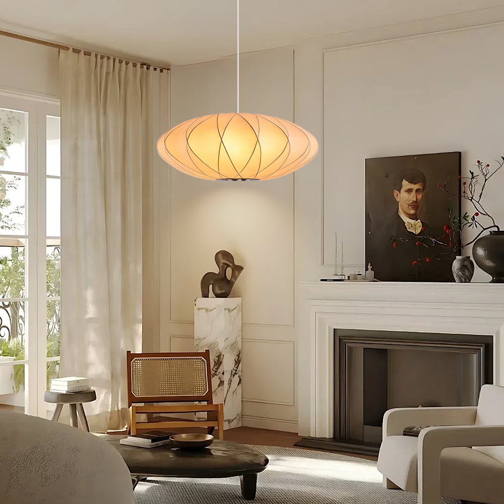 French fabric art chandelier over Dining Table