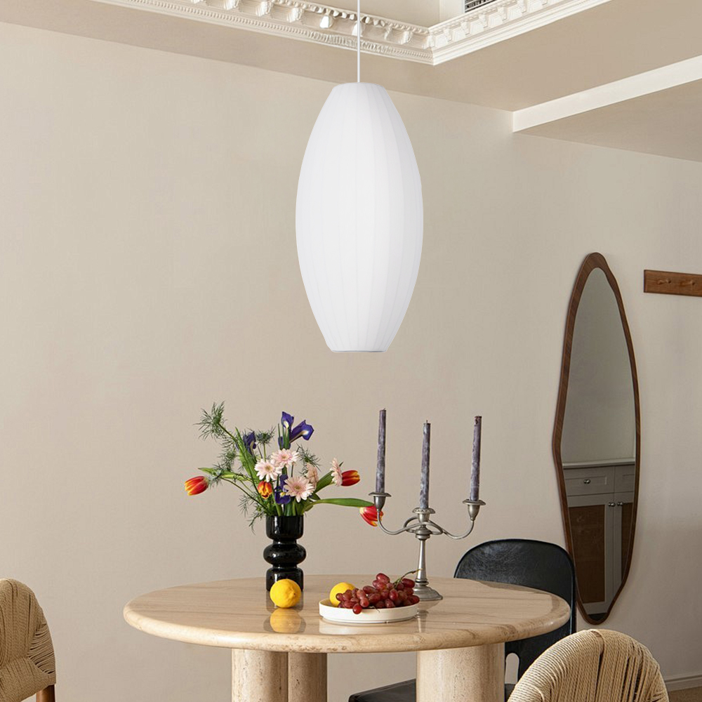 White Fabric Japanese Style Pendant Lamp for Living Room