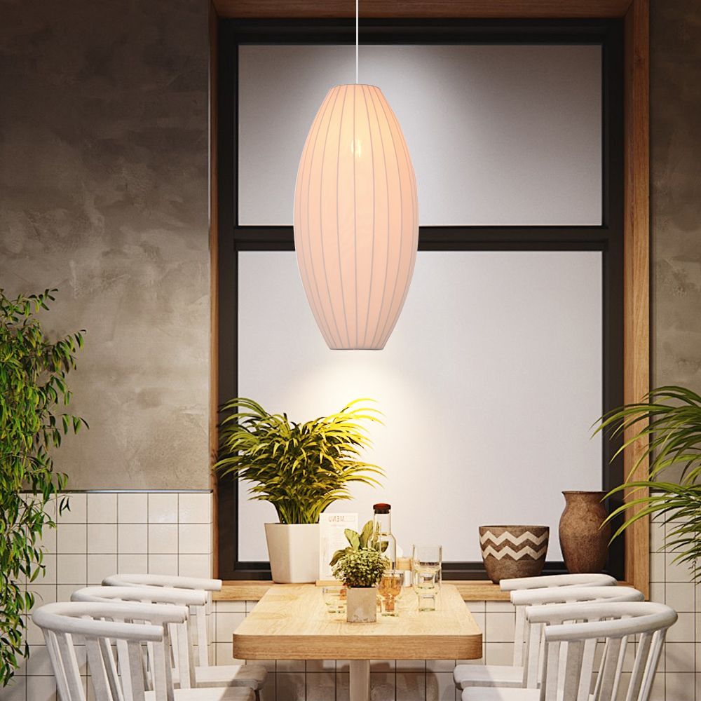 White Fabric Japanese Style Pendant Lamp for Living Room