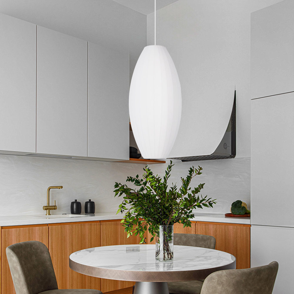 White Fabric Japanese Style Pendant Lamp for Living Room
