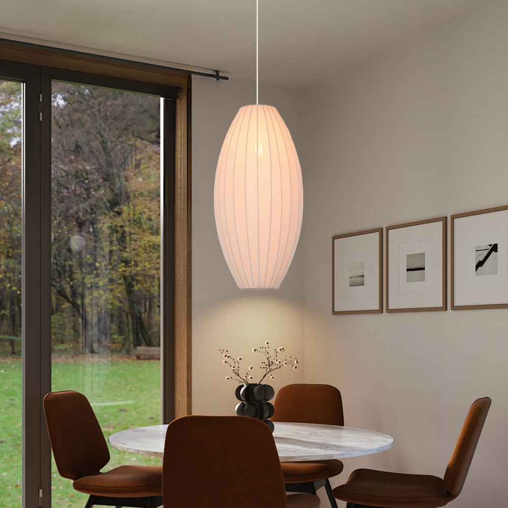 White Fabric Japanese Style Pendant Lamp for Living Room