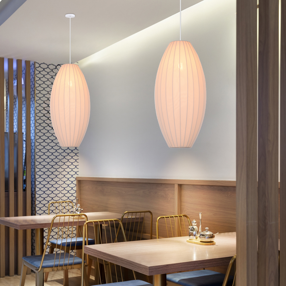White Fabric Japanese Style Pendant Lamp for Living Room
