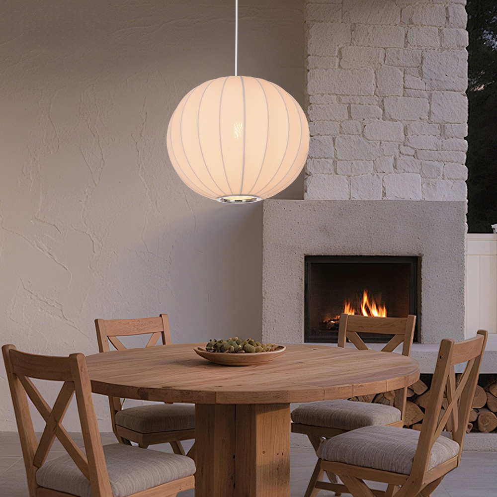 Round Fabric Lantern Pendant Light for Dining Room