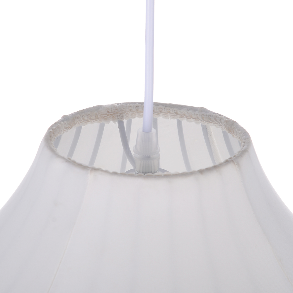 Nordic Style White Fabric Pendant Light Simple E26 Bulb Lamp Design for Living Room