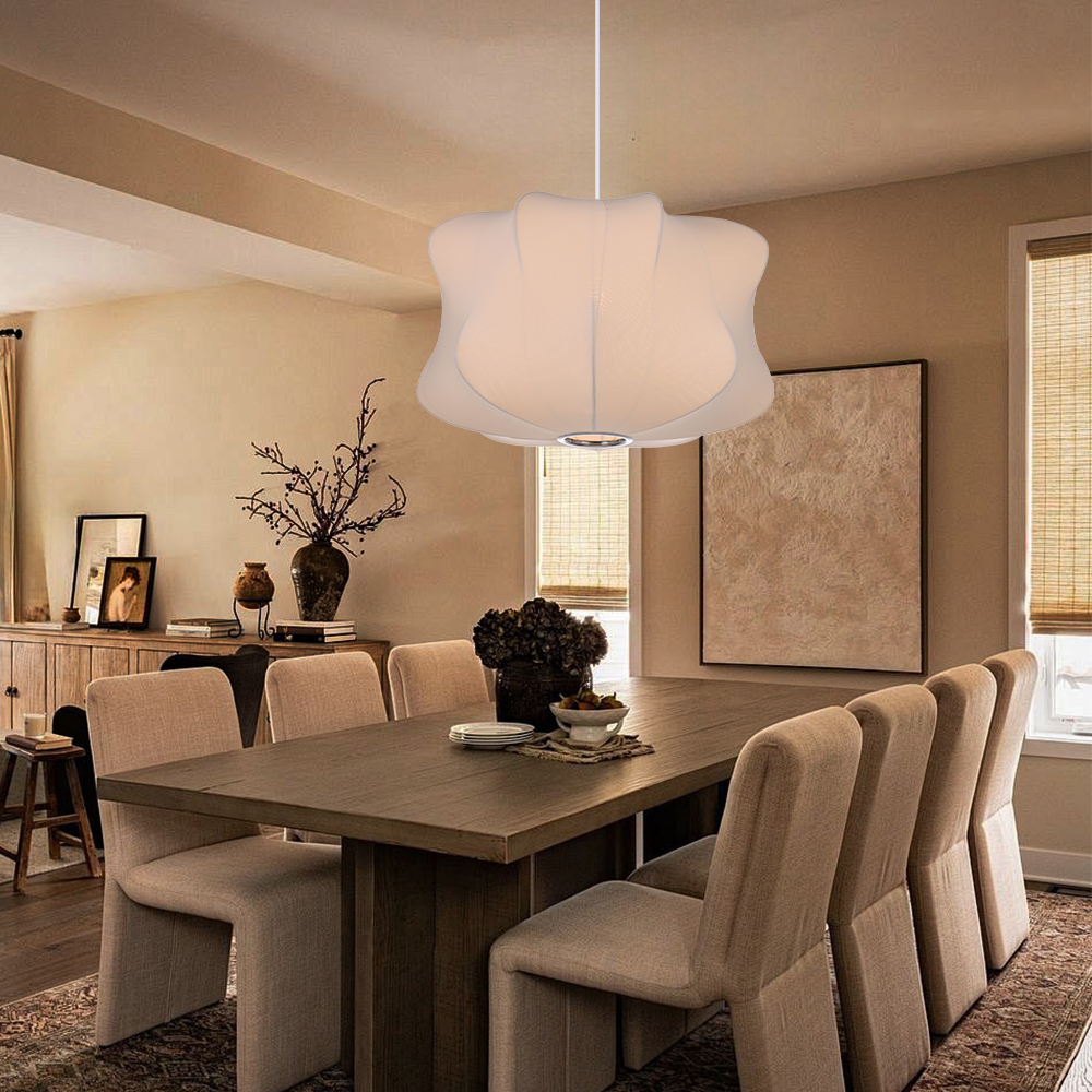 Minimalist Fabric Pendant Lamp Japandi Lighting For Dining Room