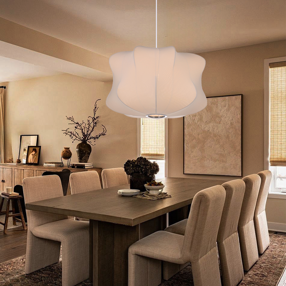 Minimalist Fabric Pendant Lamp Japandi Lighting For Dining Room