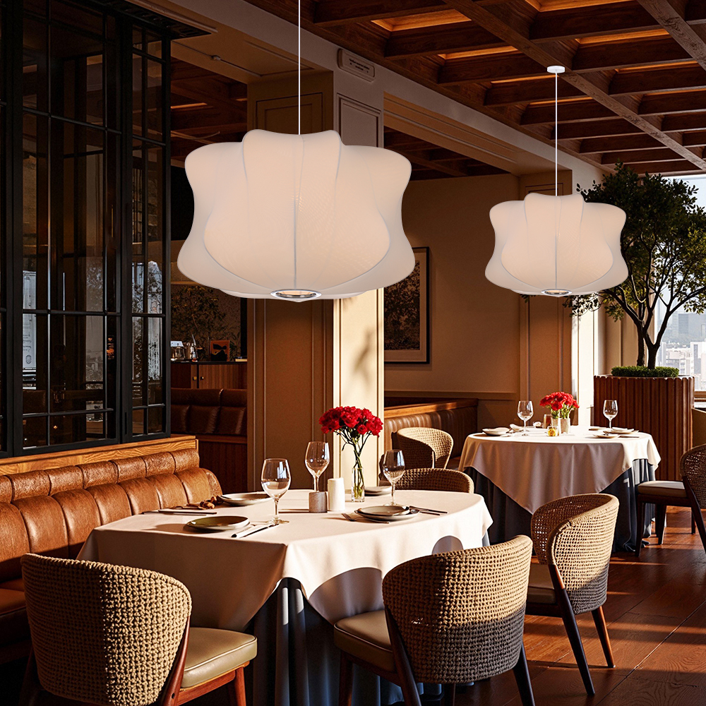 Minimalist Fabric Pendant Lamp Japandi Lighting For Dining Room