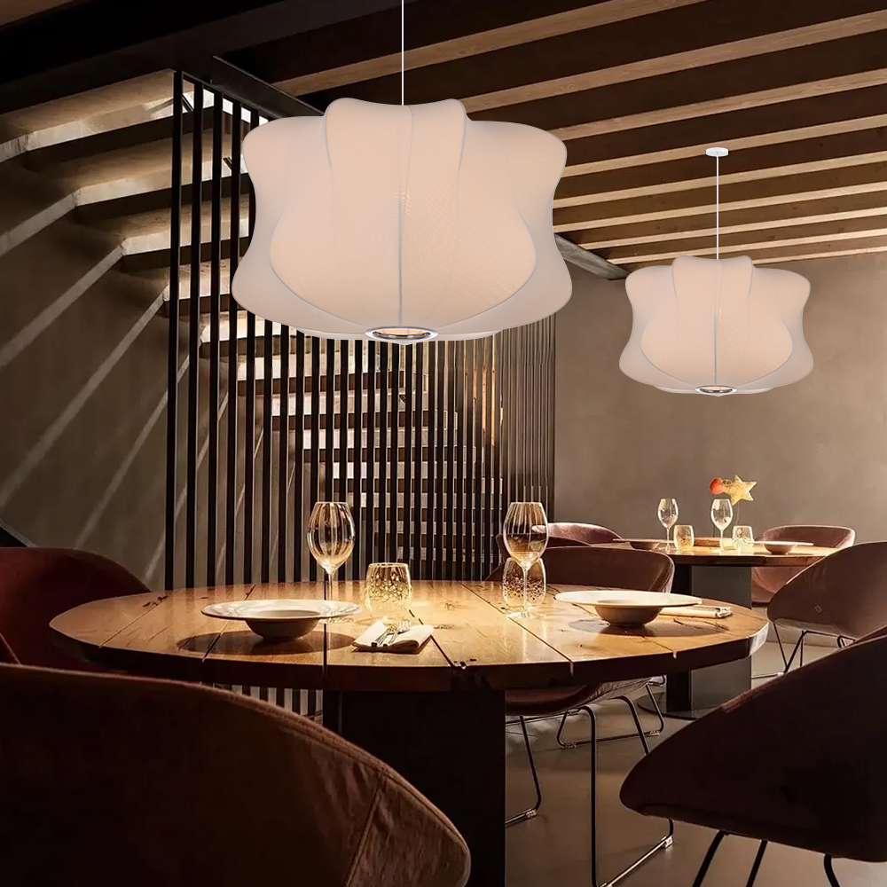 Minimalist Fabric Pendant Lamp Japandi Lighting For Dining Room