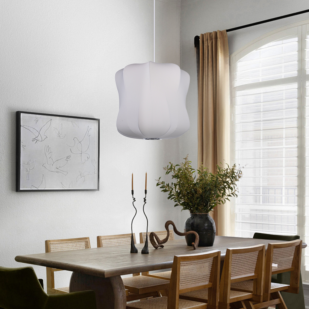 Bucket Lantern Pendant Fabric Hanging Lights for Dining Living Room