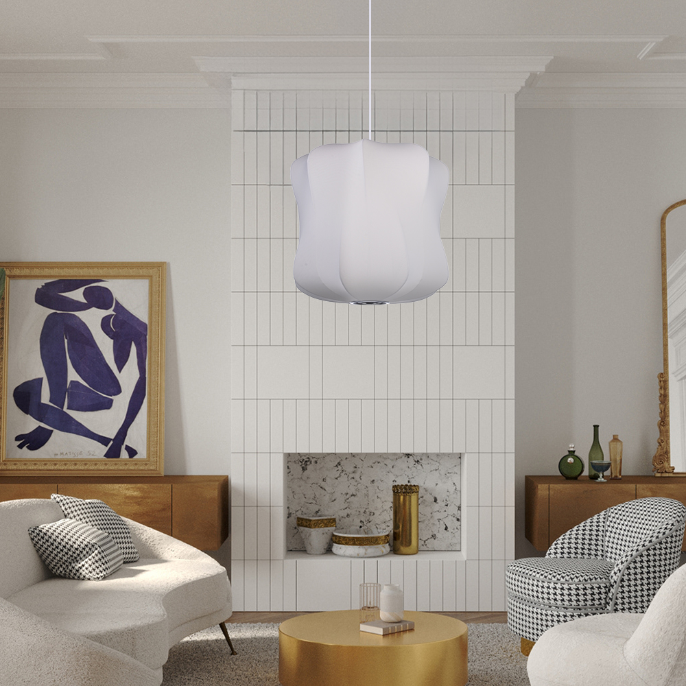 Bucket Lantern Pendant Fabric Hanging Lights for Dining Living Room