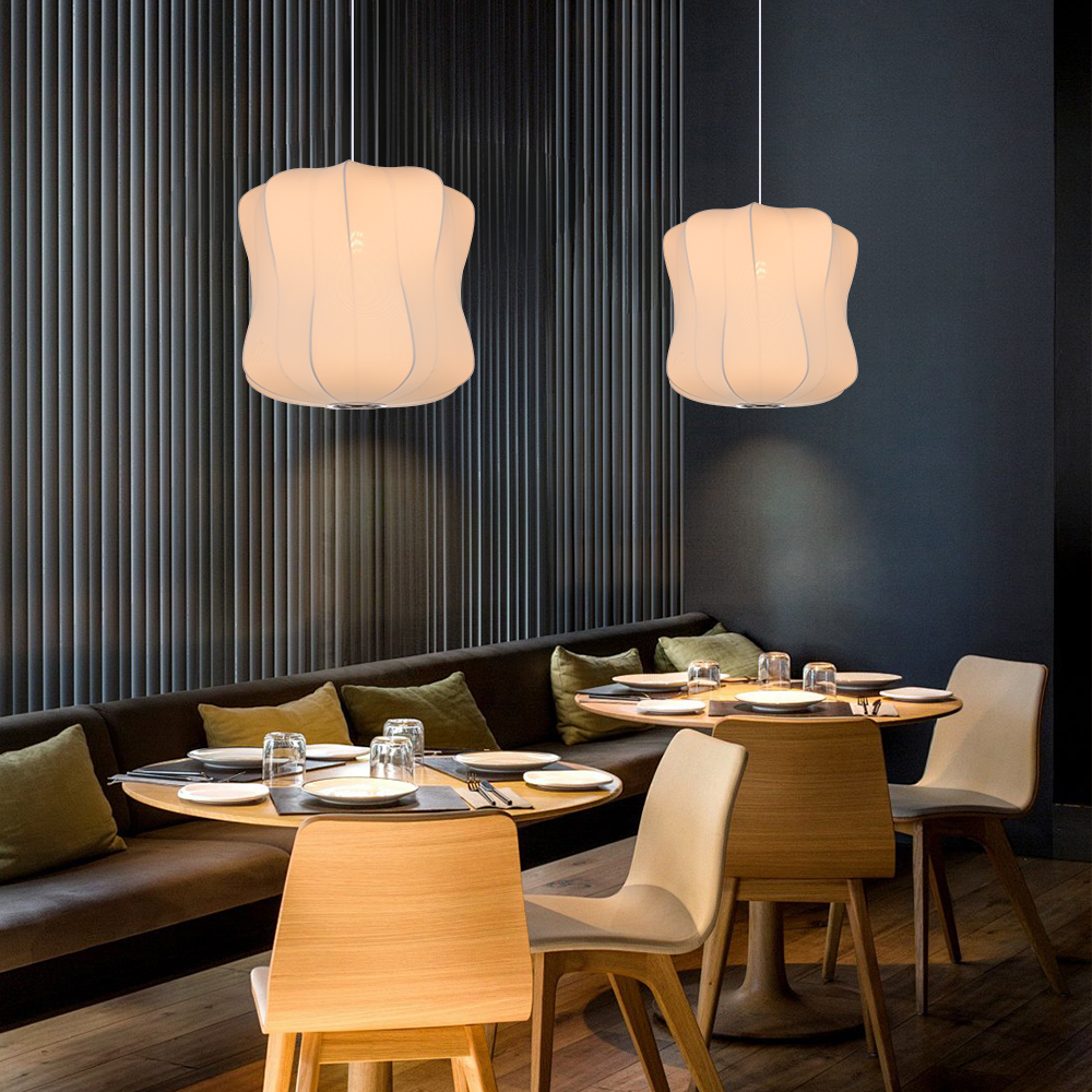 Bucket Lantern Pendant Fabric Hanging Lights for Dining Living Room