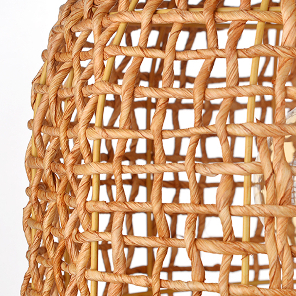 Coastal Living Room Rattan Pendant Light Warm Style Home Decoration