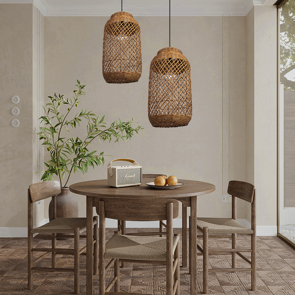 Luminous Rattan Pendant Light Natural Chandelier for Kitchen Island
