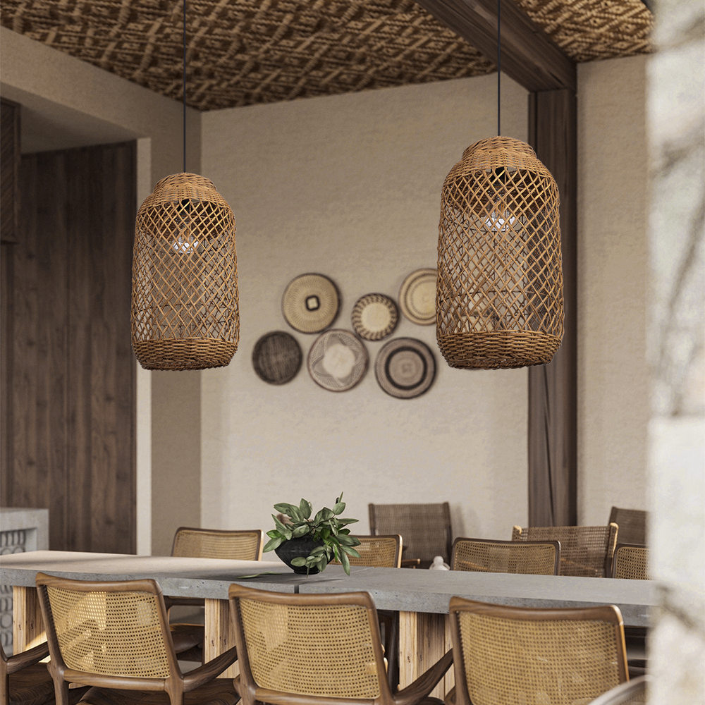 Luminous Rattan Pendant Light Natural Chandelier for Kitchen Island
