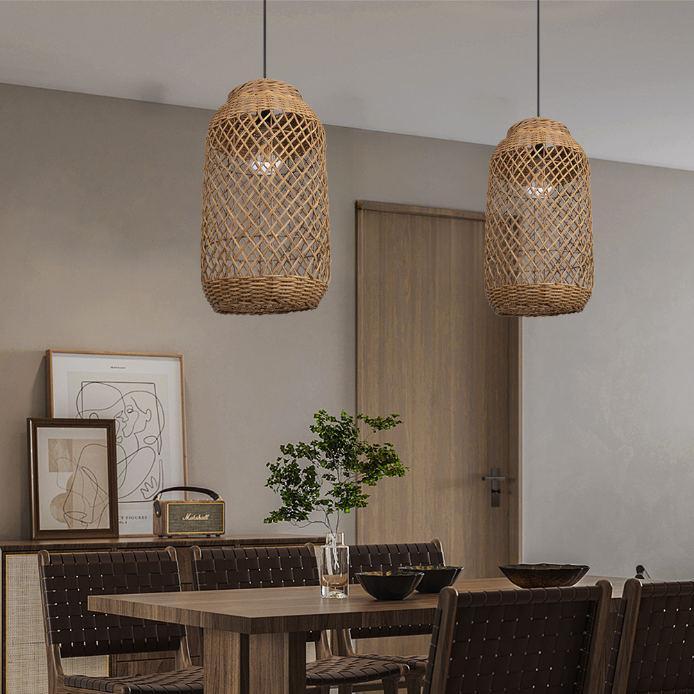 Luminous Rattan Pendant Light Natural Chandelier for Kitchen Island
