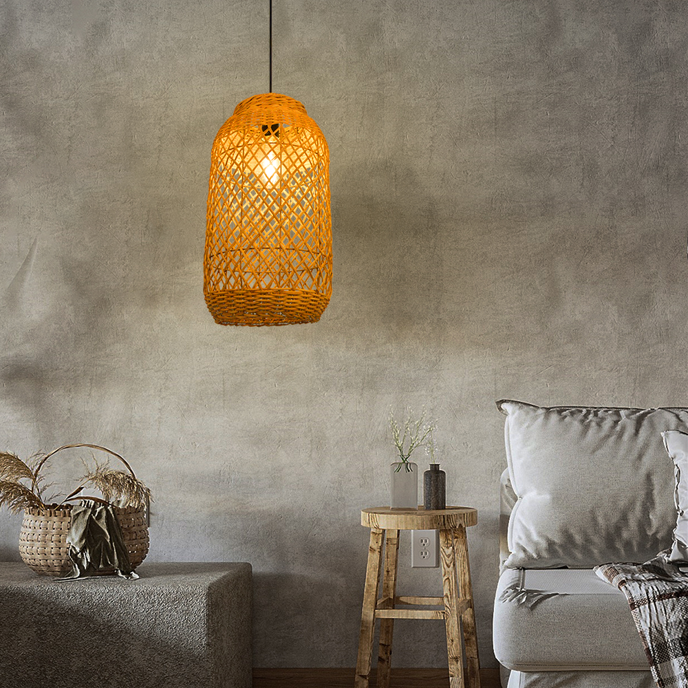 Luminous Rattan Pendant Light Natural Chandelier for Kitchen Island